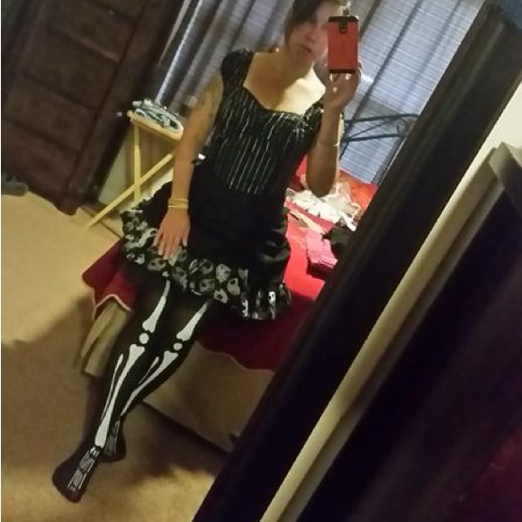 Hot Topic The Nightmare Before Christmas Pinstriped Coset Lace-up Mini Dress - Picture 3 of 14